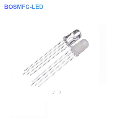 4 پین RGB LED 5mm Through Hole 0.06W ، لنز شفاف آب آنود F5 LED سه رنگ
