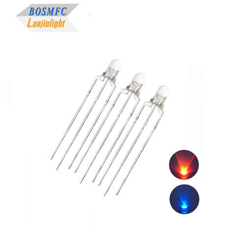 دو رنگ 3mm LED قرمز و آبی آنود مشترک و کاتود مشترک از طریق سوراخ LED تبعید گرما