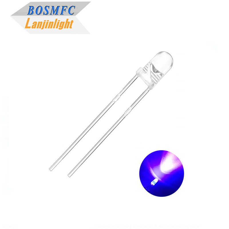 3mm F3 Dip UV LED Chip 395nm 405nm از طریق سوراخ برای درمان لاک ناخن