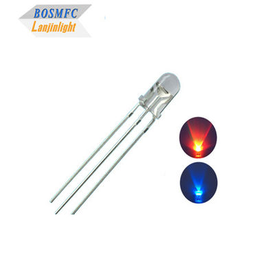 1.8V-2.4V دیود LED دو رنگ 5mm از طریق سوراخ قرمز آبی رنگ روشنایی بالا